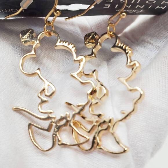 Disney Gold-Toned Minnie Mouse Silhouette Earrings - NIP - Picture 7 of 9